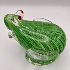 Murano Style Green Art Glass Frog Paperweight – Hand-Blown
